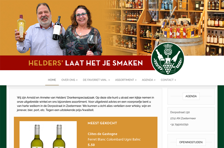 Website Helder's Drankenspeciaalzaak Zoetermeer